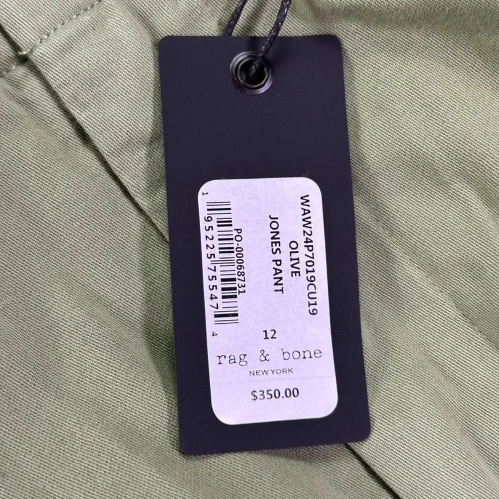 Rag & Bone Jones Pant Womens 12 Olive Green Chino Straight‎ Leg Trousers Casual
